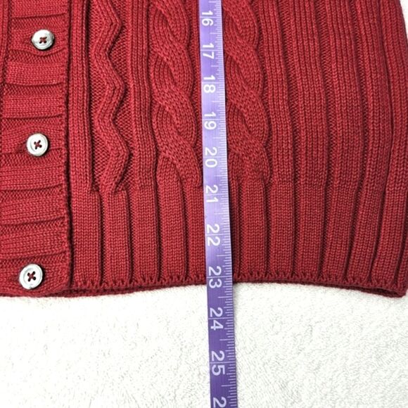 Fairway & Greene Vintage Christmas Red Button Front Cable Knit & Ribbed Vest - Picture 7 of 7